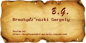 Brestyánszki Gergely névjegykártya